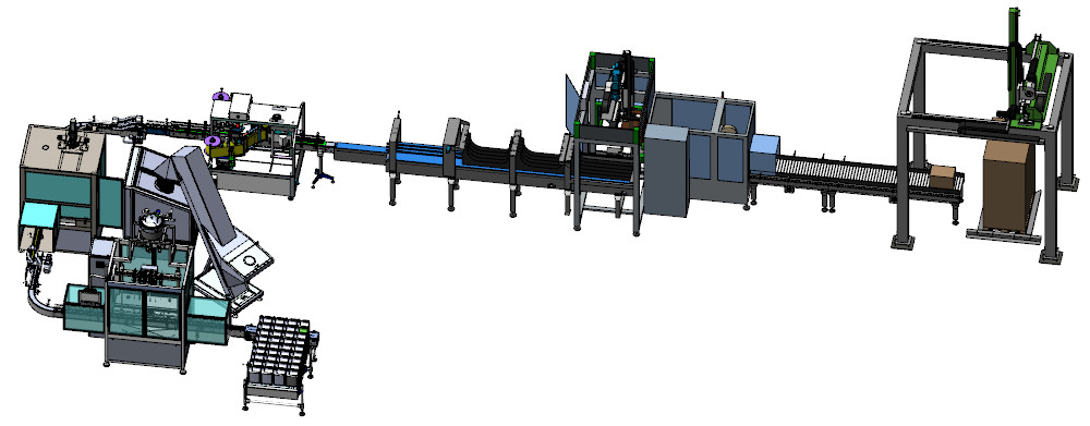 automatic-packaging-line-filler-elevator-capper-labeller-packer-palettiser